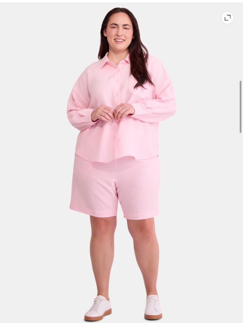 Just My Size Women’s Plus Pale Pink Gauze Shirt Ana Short Set Size 2X NWT - Picture 2 of 5